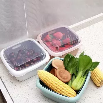Многофункциональная двухслойная корзина для хранения пластиковой кухонной сливной крышки с светло-зеленый