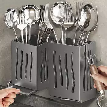 Многофункциональная полка для хранения кухонных принадлежностей, держатель для сушки палочек для еды, настенный отдельно стоящий органайзер для столовых приборов и посуды