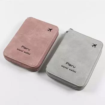 Многофункциональная Rfid-щетка с защитой от кражи Обложка для паспорта Сумка для документов Дорожный кошелек Сумка для хранения на молнии Кожаный чехол Обложка для паспорта кофейный