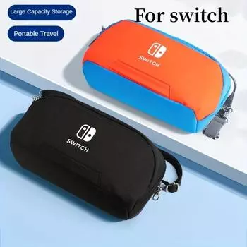 Многофункциональная сумка для хранения Nintendo Switch с мягкой плюшевой подкладкой, портативная, вместительная, водонепроницаемая сумка через плечо чёрный
