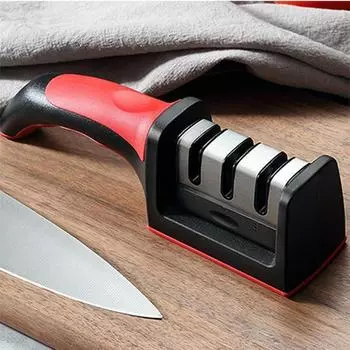 Многофункциональная точилка для кухонных ножей с вольфрамовой сталью, двухсторонним камнем и алмазным точильным стержнем Three-stage bag