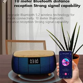 Многофункциональный Bluetooth-динамик, беспроводное быстрое зарядное устройство, подставка для домашнего стереодинамика, сабвуфера, ночника RGB, атмосферной лампы USB Plug белый