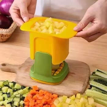 Многофункциональный измельчитель овощей, нарезка кубиками лука, артефакт, ломтерезка для картофеля фри, кухонный гаджет, ломтерезка для огурца, картофеля, кухонные инструменты жёлтый