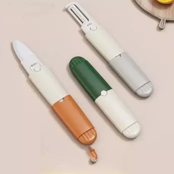 Многофункциональный маленький нож для фруктов Eramic Knife, овощечистка 2 в 1, внешний вид, уровень, путешествия, общежитие, кухня, дом, нож для дыни зелёный