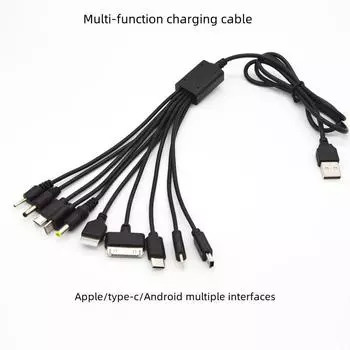 Многоинтерфейсный зарядный кабель 10-в-1, 1 метр с портом Type-C 1M with Type-C/6s interface, one-to-ten белый