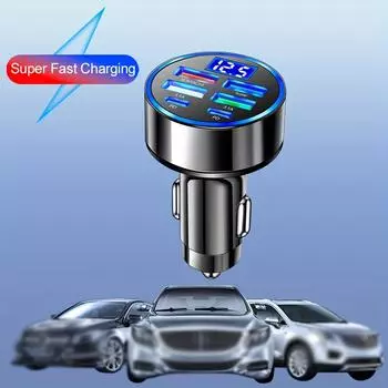 Многопортовое автомобильное зарядное устройство 2PD 4USB с быстрой зарядкой PD QC3.0 USB C Автомобильное зарядное устройство для телефона Тип C Адаптер в автомобиле чёрный