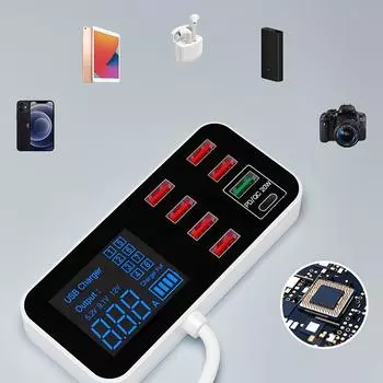 Многопортовое зарядное устройство USB Type-C 40 Вт с быстрой зарядкой QC 3.0 и PD