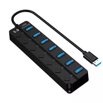 Многопортовый адаптер 7 в 1 USB 3.0 с кабелем адаптера для передачи данных 5 Гбит/с высокоскоростной USB-концентратор для ноутбука
