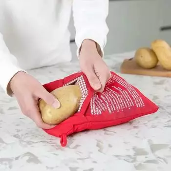 Многоразовый пакет для приготовления картофеля в микроволновой печи Express, пакет для приготовления картофеля в микроволновой печи, пакет для приготовления запеченного картофеля, 1 шт. Картофель за 4 минуты, красный пакет для запекания
