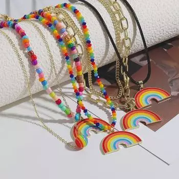 Многослойное ожерелье Rainbow Crystal Friendship для пар