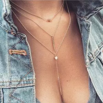 Многослойное ожерелье с подвеской ARI серебряный