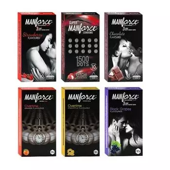Многовариантные ароматизированные презервативы Manforce - 10 шт., (Упаковка из 6 шт.), Прозрачный, Большой