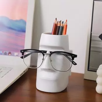 Moai Stone Statue Glasses Home Office Desktop Multifunctional Student Storage Rack 1PC