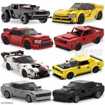 MOC Brick Dodge Challenger Viper SRT Demon Muscle Car Racing Спортивный автомобиль Строительные блоки Скорость Чемпион Гонщик Модель игрушки для SRT-Demon-White