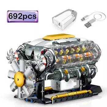 MOC Technik Электрическая Модель V8 Двигателя Конструктор Креативные Обучающие Игрушки Рождественские Подарки Для Мальчиков Детей