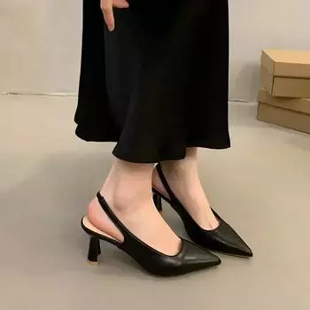 Мода 2024 Летняя женская обувь Модные и высококачественные туфли Baotou Stiletto High Heels Однотонные женские туфли с пряжкой в одну линию 35 покинуть белый