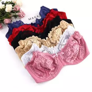 Мода Beauwear Сексуальные бюстгальтеры без подкладки для женщин Тонкое кружевное нижнее белье Мягкая Bh Большая чашка Плюс Размер Женский бюстгальтер с полной чашкой Женский бюстгальтер для девочек Топ 80E красный