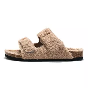 мода Comwarm модные пробковые стельки меховые тапочки для женщин и мужчин зимние уличные шерстяные тапочки-сабо премиум мягкие толстые домашние тапочки 36 хаки