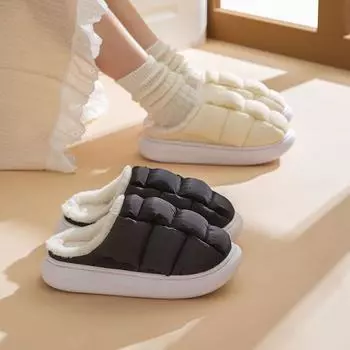 Мода Comwarm Новые модные плюшевые тапочки для женщин и мужчин, зимние теплые водонепроницаемые тапочки на толстой платформе для отдыха на природе, домашняя обувь 36-37(8.8-9 inch)