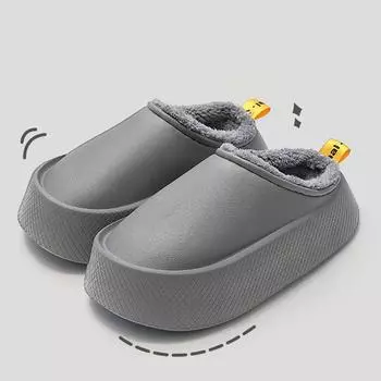 мода Comwarm Новые модные толстые плюшевые тапочки на толстой подошве женские зимние теплые меховые пушистые тапочки для пар на открытом воздухе дома Platfprm хлопковая обувь 36-37(8.8-9 inch)