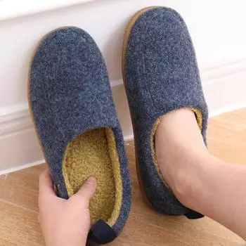мода Comwarm новые зимние женские хлопковые тапочки мужские домашние теплые войлочные туфли нескользящие пятки домашние пушистые тапочки уютные тапочки для спальни 37-38(9-9.2inch)