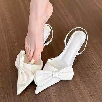 мода Eilyken Street Style Butterfly-knot Туфли-лодочки Сексуальные остроносые туфли на тонком каблуке Женская обувь Элегантные босоножки на каблуке Sandalias Mujer 36 чёрный