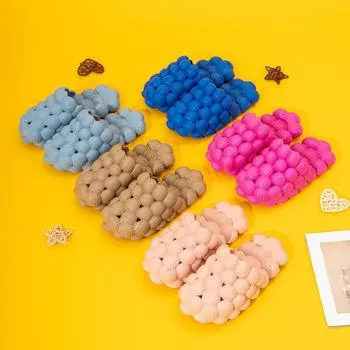 мода Горячие летние новые индивидуальные модные тапочки Bubble для мужчин и женщин домашняя обувь с массажной подошвой Большие размеры для пар уличные сандалии 35-36(Fit 22-22.5cm) бежевый