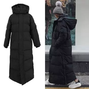 МОДА Магазин Wang Girl s Shop Большое стеганое одеяло из хлопка, зимнее, новое, среднее и длинное, выше колена, корейская версия, черное, тонкое, модное S белый
