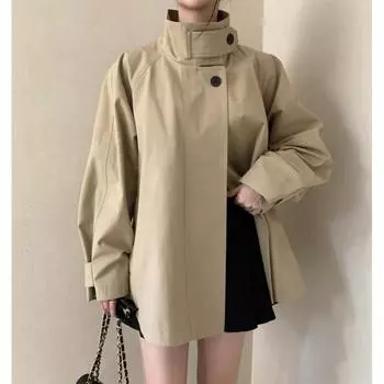 МОДА нишевый дизайн короткий тренчкот Одежда one size fits all хаки
