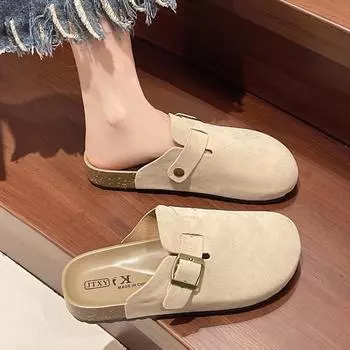 мода Sandalias de mujer verano 2024 Женские замшевые мюли Тапочки Мужские женские сандалии Поддержка свода стопы Уличные слайды Домашняя обувь chanclas 40 коричневый