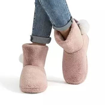 мода Shevalues Зимние теплые женские ботинки Короткие плюшевые уличные туфли для ходьбы Удобные теплые женские туфли Ботинки для дома с пушистой подкладкой Нескользящая обувь 36 белый