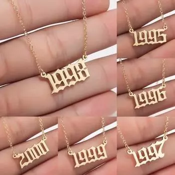 Мода специальная дата цифровой год 1980-2019 персонализированный кулон ожерелье ювелирные изделия подарок на день рождения 1980 золотой