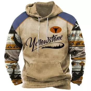 Мода Yellowstone Park Vintage Мужская толстовка с капюшоном 3D-печать Повседневная уличная толстовка Тренд Унисекс Пуловер Оверсайз Sudaderas