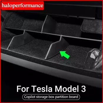 Model3 Car Copilot Storage Box для Tesla Model 3 Y 2022 Аксессуары Многоуровневая сортировочная доска ModelY Three Auto Interior чёрный