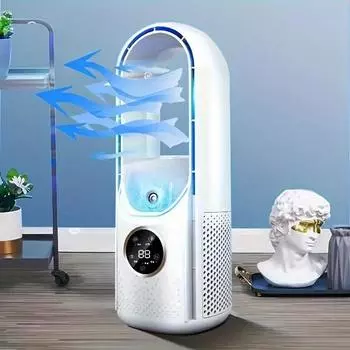 Модель Bladeless Night Light Кондиционер Вентилятор - 6 скоростей Функция с бесшумным двигателем Высокая цена синий