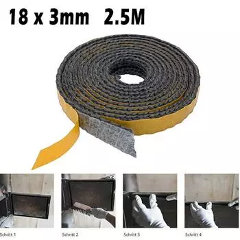 Modern 25M 18x3mm Wide Black Flat Stove Rope Self Adhesive Glass Seal Fire Rope for Chimney Door Seals and Kiln Seals CHINA