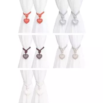 Modern Braided Rope Knot Curtain Holders Tiebacks with Heart Pendant Set of 2 Rustics Drapery Holdback Interior Decors шампанского