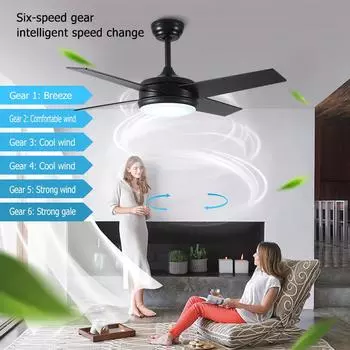 Modern Ceiling Fan with LED Light DC motor Large Air Volume Remote Control for Kitchen Bedroom Dining Room Patio 3 Color