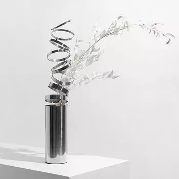 Modern Light Luxury Stainless Steel Magic Ring Flower Ware Model House Home Art Vase Ornaments Sales Office Soft Decorations