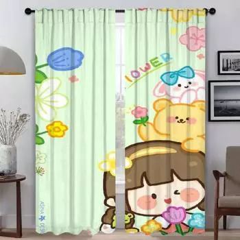 Modern Living Room Curtains 2 Pieces RORO JUMP Window Curtain Shades Tulle for Bedroom Halloween Decoration Partition Kitchen W50xH70cmx2pcs-CL