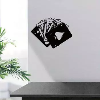 Modern Metal Wall Art - Poker Theme Pattern, Stylish Wall Hanging for Bathroom, Home Office, and Various Wall Dcor Needs светло-серый