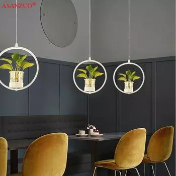 Modern Pendant Lam Led pWater Accompanying Plant Hang Lighting Fixtures Restaurant Kitchen Dining Living Bedroom Decor Bar Table Cold white