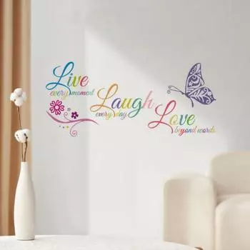 Modern Positive Eco-friendly Sticker Decal Live Laugh Love Butterfly Household Supplies B