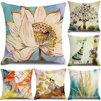 Modern simple pillowcase gold pattern elk sofa cushion cover bedside waist pillowcase home without pillow core 45*45cm