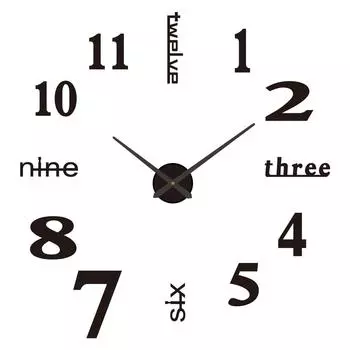 Modern Wall 3d Clock Mirror Sticker Acrylic Number Clocks For Home Decoration Black