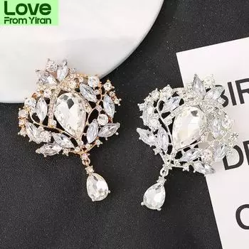 Модная брошь-цветок Lucky Sparkly Crystal Flower для женщин, красивые созданные броши, роскошные аксессуары для воротника, ювелирные изделия, подарки
