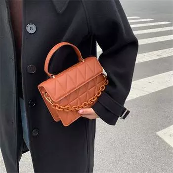 Модная клетчатая женская сумка через плечо с цепочкой, модные женские сумки и кошельки, сумка с клапаном и ручкой сверху белый