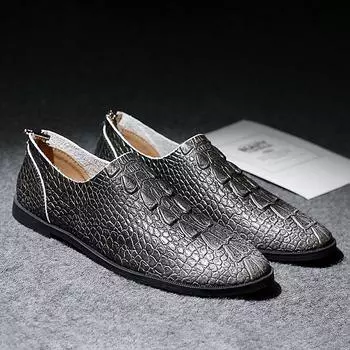 Модная мужская обувь Slip On Comfy Driving Shoes Mocassins Luxury Crocodile Pattern Pointed Toe Men Casual Shoes Italian Designer Shoes 36 коричневый