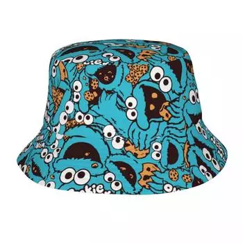 Модная Панама с узором Cookie Monster Nom Nom Nom, унисекс, кепки для рыбалки на открытом воздухе, жаркий летний головной убор для пляжного отдыха и отдыха One Size