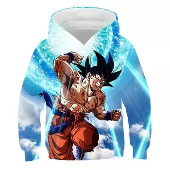 Модная толстовка с капюшоном Dragon Ball Z для детей, мальчиков и девочек, 3D-принт, свободный свитшот с длинным рукавом, весна-осень, Goku Veget, пуловер 130cm